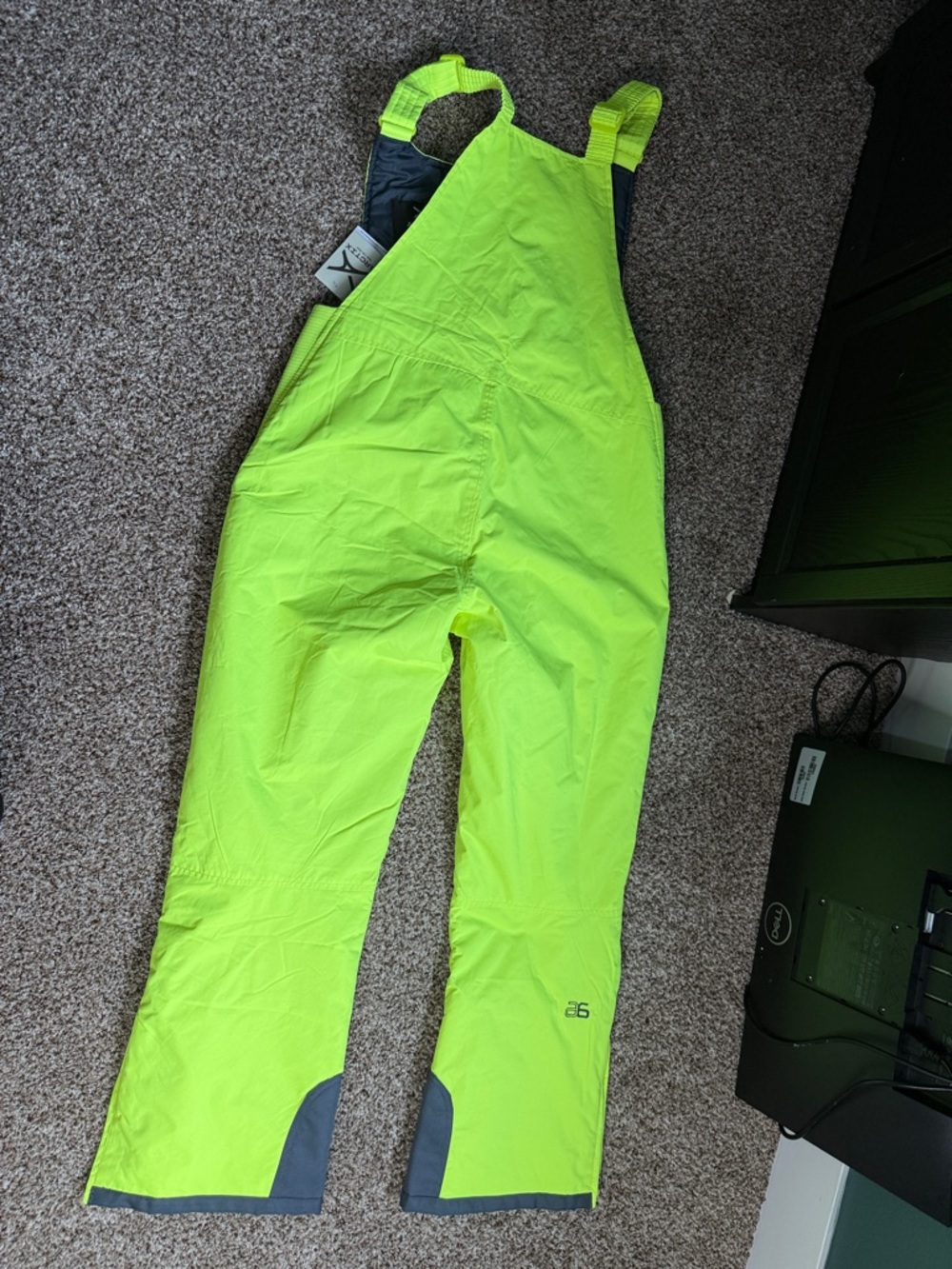 Arctix Neon Yellow High-Visibility Snow Bib Overalls with Gray Reinforcement - Picture 4 of 4